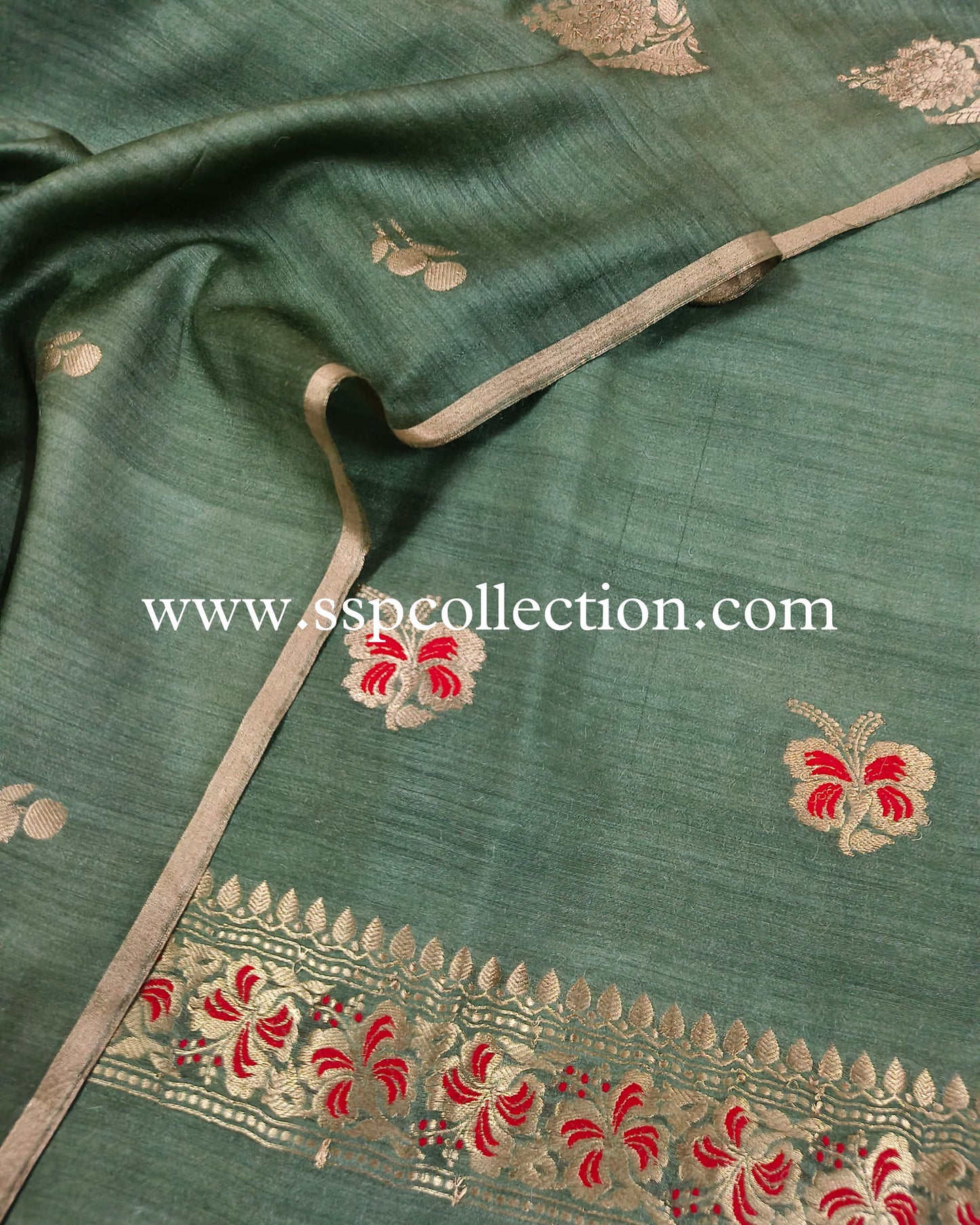 Hazel-Green Banarasi Pure Moonga Silk Suit