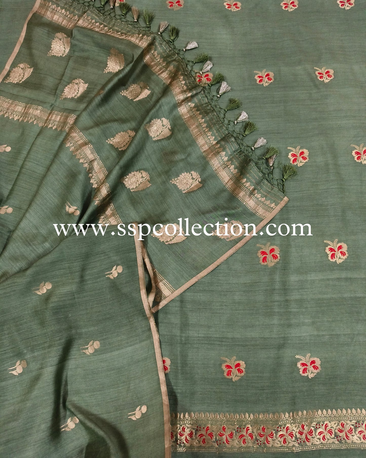 Hazel-Green Banarasi Pure Moonga Silk Suit