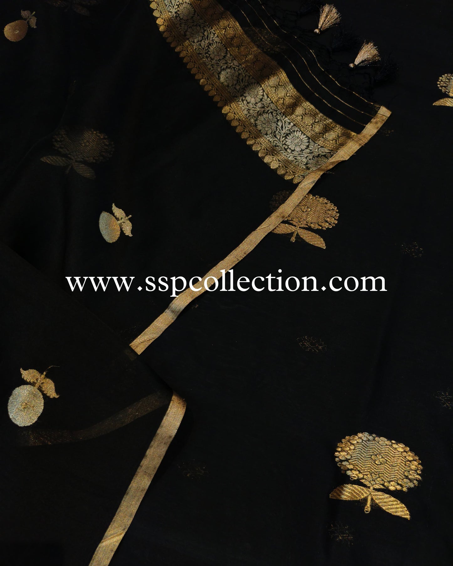 Black Pure Handwoven Banarasi Suit