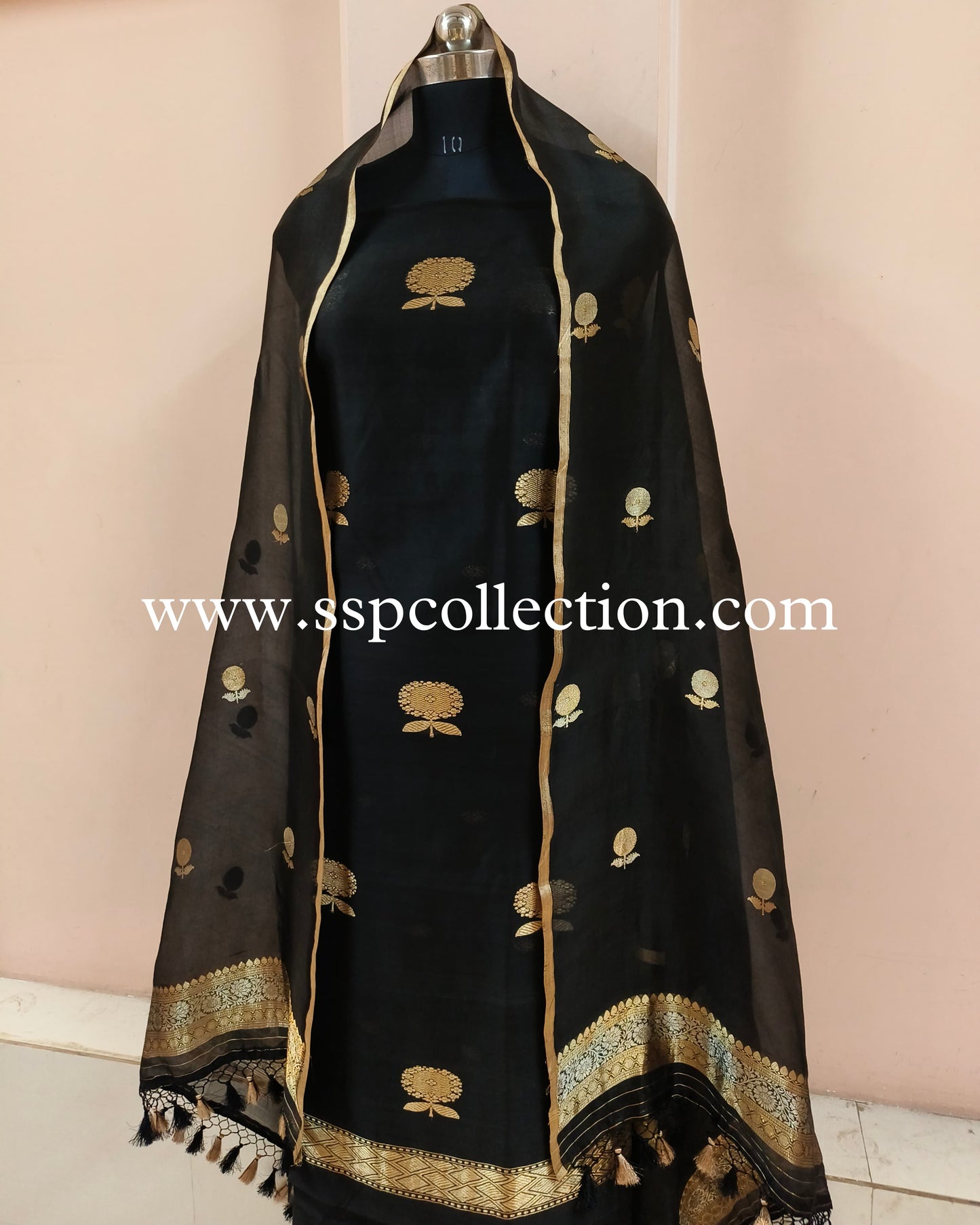 Black Pure Handwoven Banarasi Suit