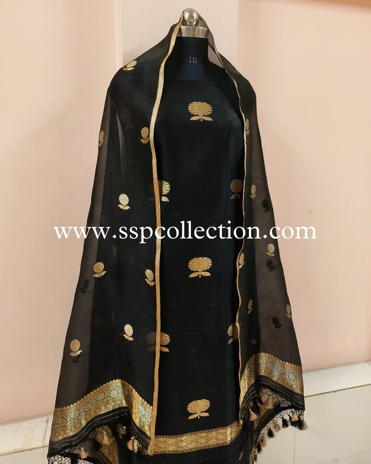 Black Pure Handwoven Banarasi Suit