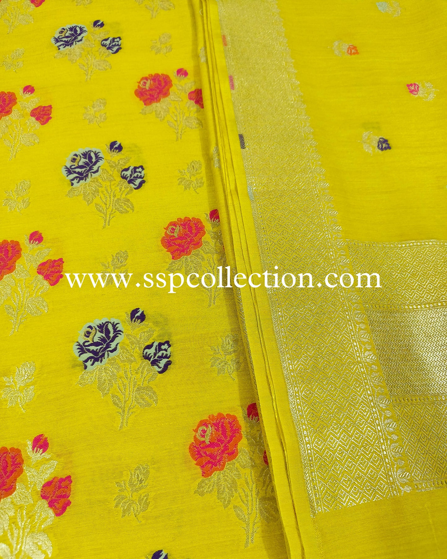 Yellow Pure Moonga Silk Tilfi Banarasi Suit