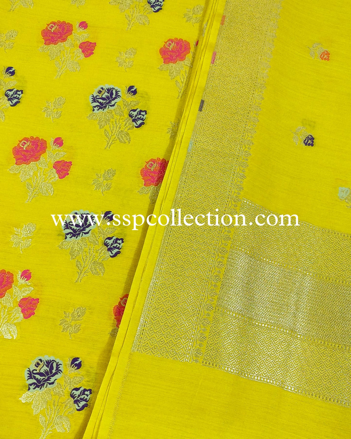 Yellow Pure Moonga Silk Tilfi Banarasi Suit