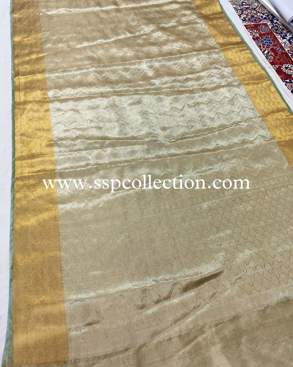 Hazel-Green Pure Tissue Silk Tanchoi Brocade Banarasi Saree