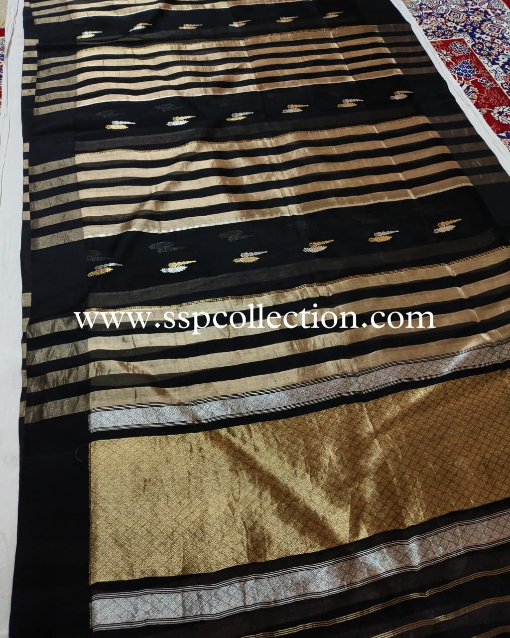 Black Pure Kora Silk Banarasi Saree
