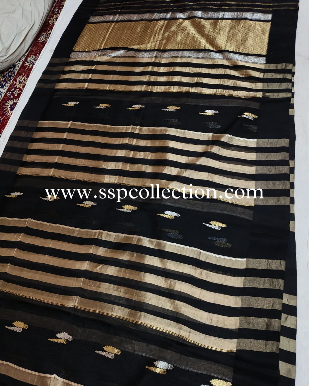 Black Pure Kora Silk Banarasi Saree