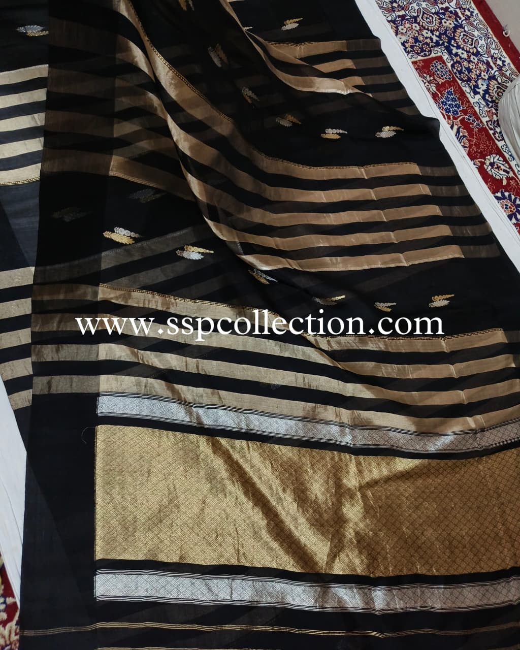 Black Pure Kora Silk Banarasi Saree