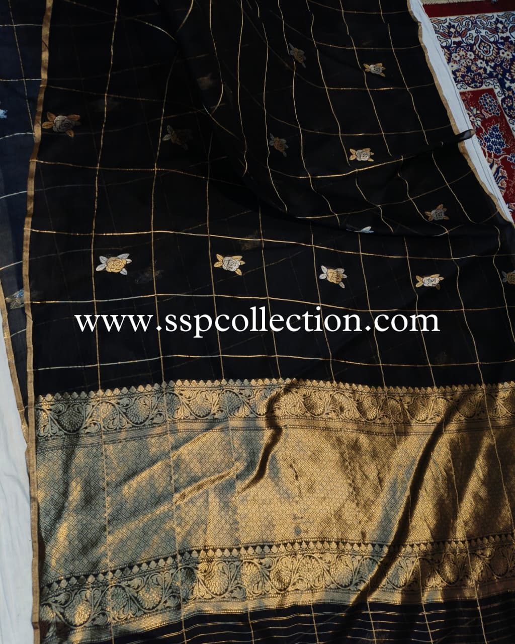 Black Pure Kora Silk Banarasi Saree