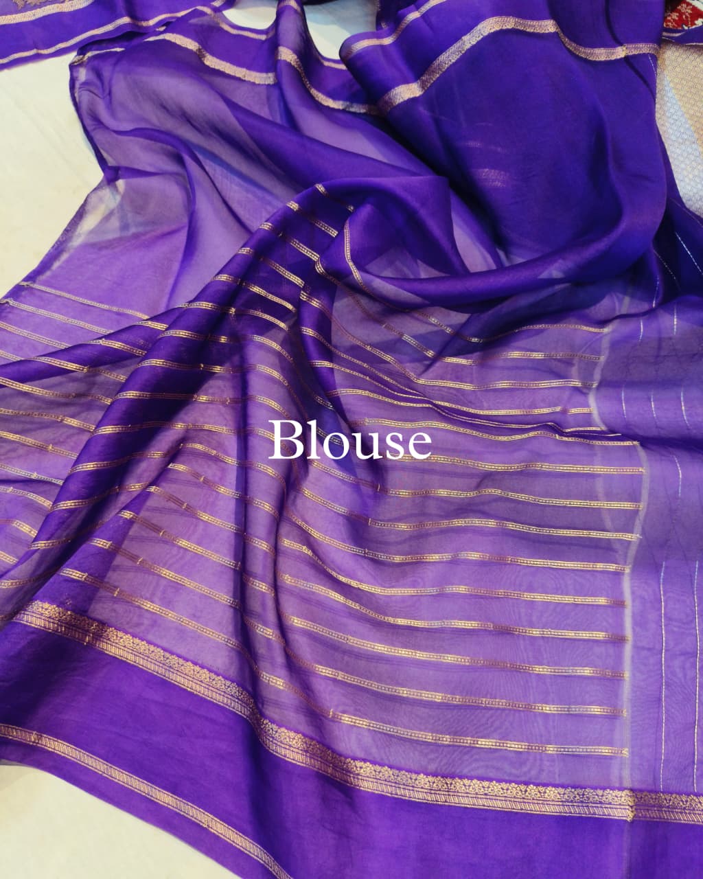 Purple Pure Kora Silk Banarasi Saree