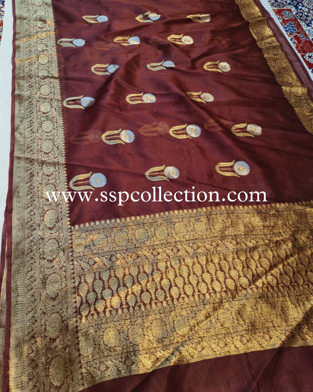 Wine Pure Kora Silk Banarasi Saree