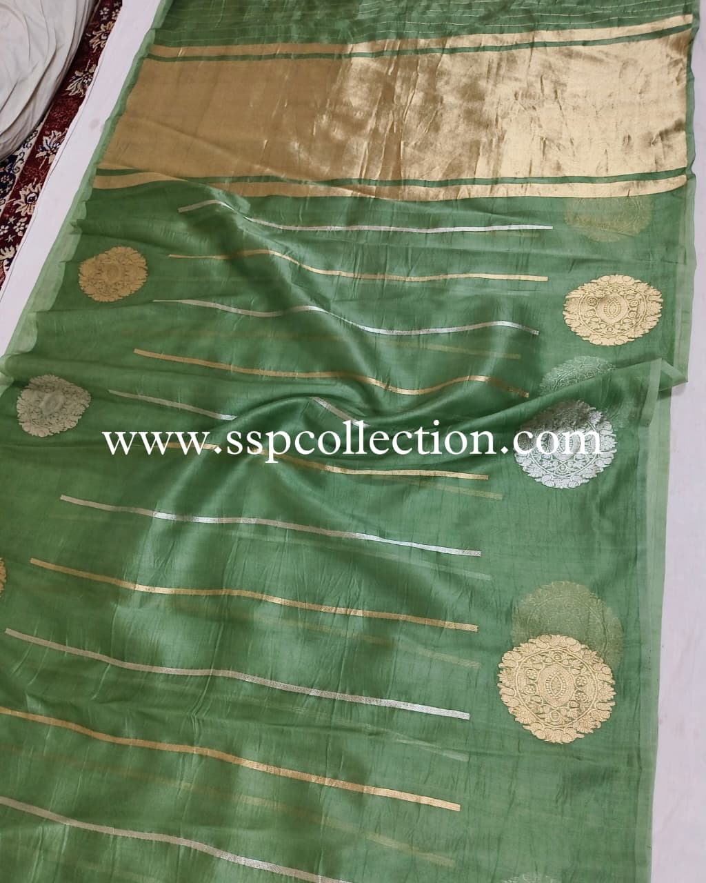 Hazel-Green Pure Kora Silk Banarasi Saree