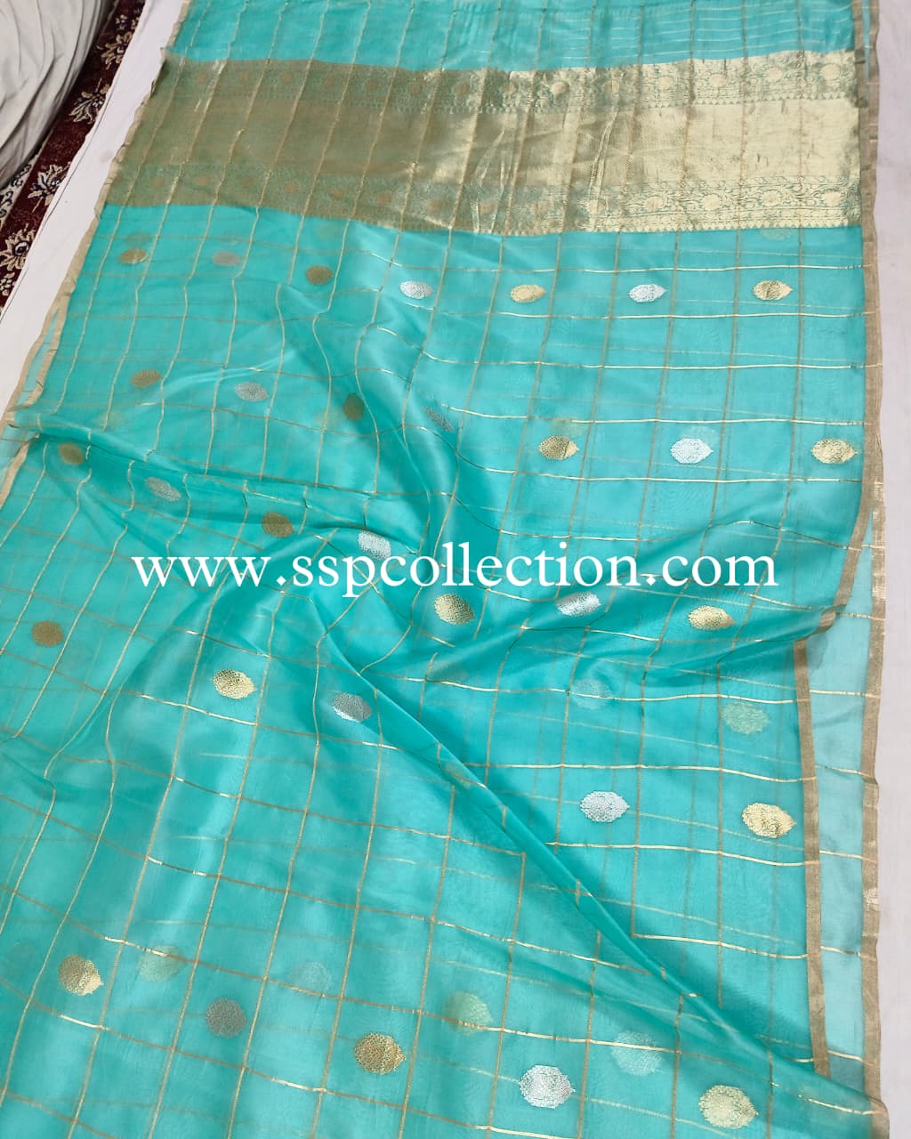 Light-Sea-Green Pure Kora Silk Banarasi Saree