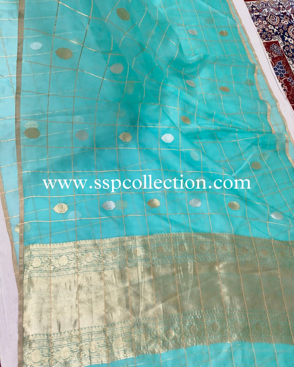 Light-Sea-Green Pure Kora Silk Banarasi Saree