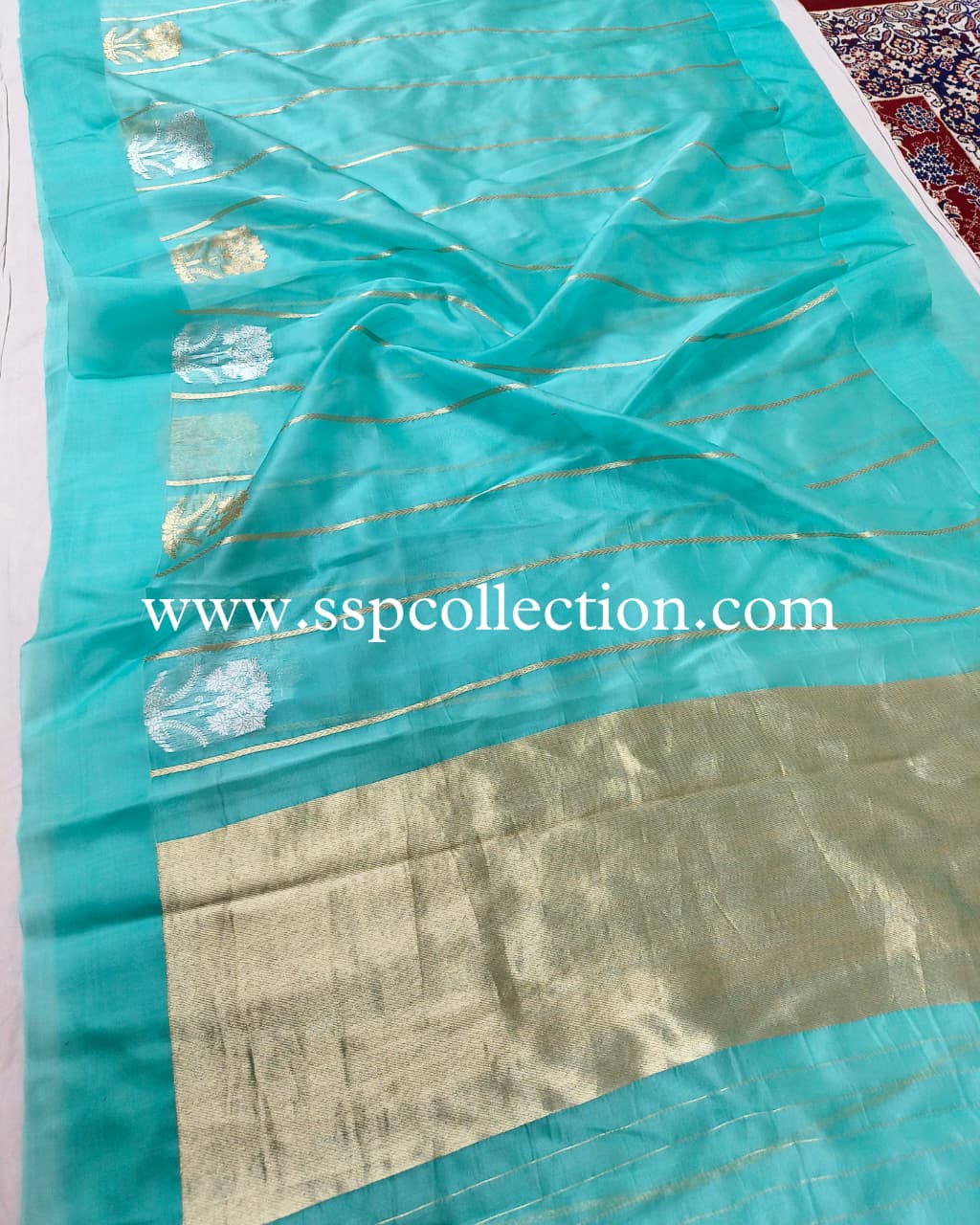 Light-Sea-Green Pure Kora Silk Banarasi Saree