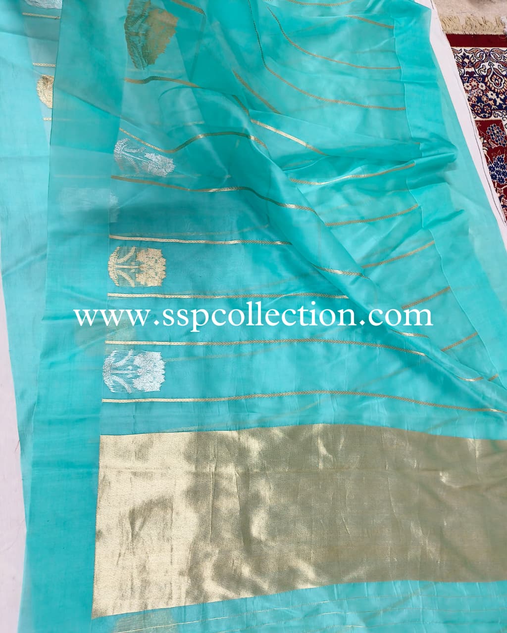 Light-Sea-Green Pure Kora Silk Banarasi Saree