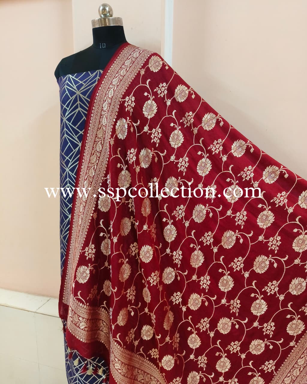 Contrast Pure Moonga Silk Banarasi Suit