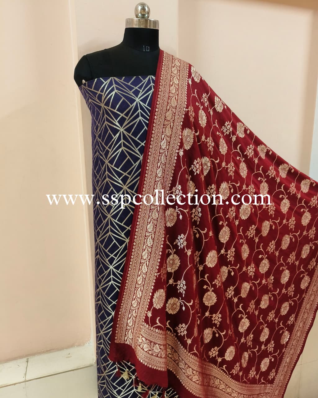 Contrast Pure Moonga Silk Banarasi Suit