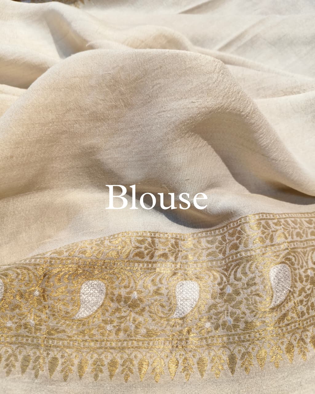 Natural-Beige Pure Tussar Georgette Banarasi Saree