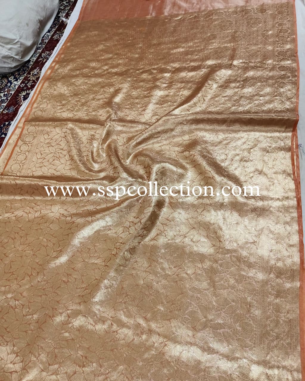 Orange Pure Tissue Silk Tanchoi Brocade Banarasi Saree