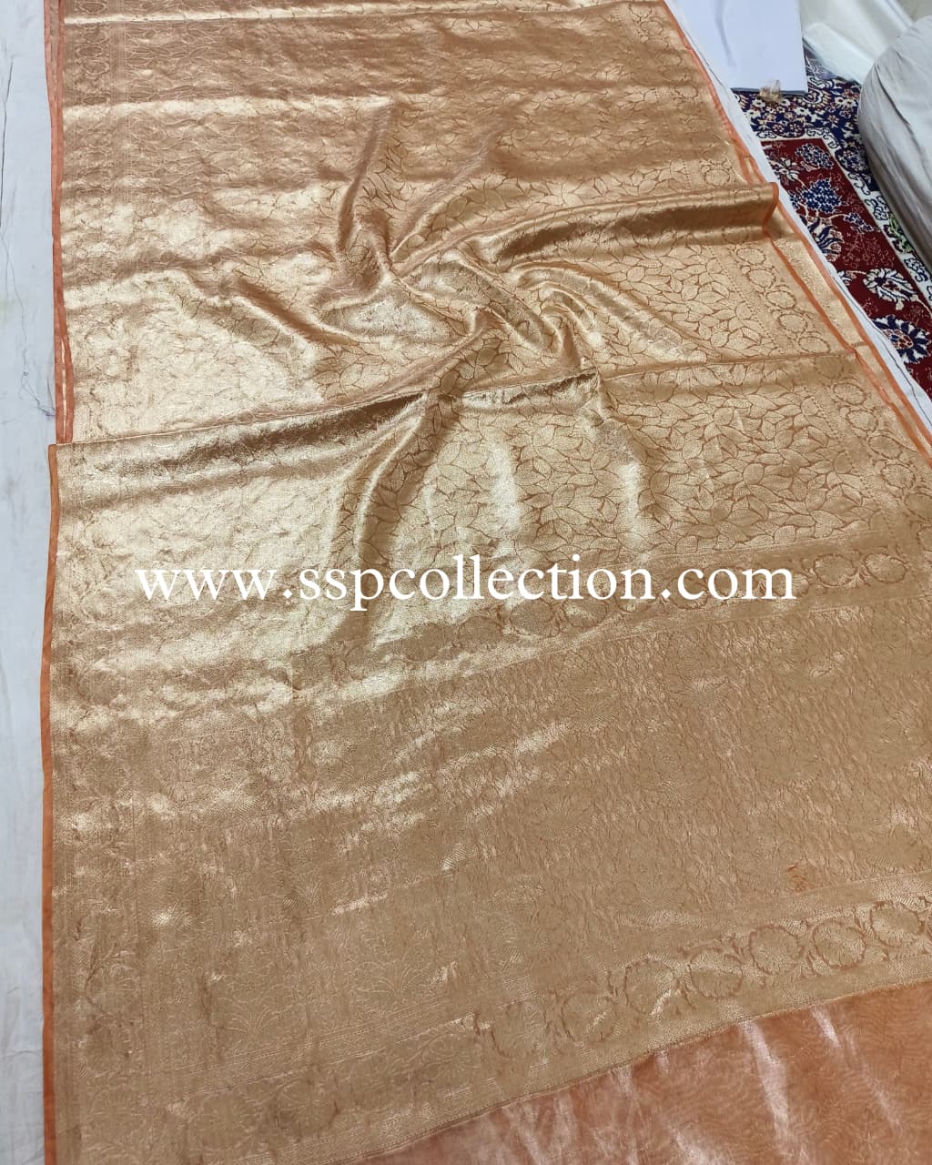 Orange Pure Tissue Silk Tanchoi Brocade Banarasi Saree