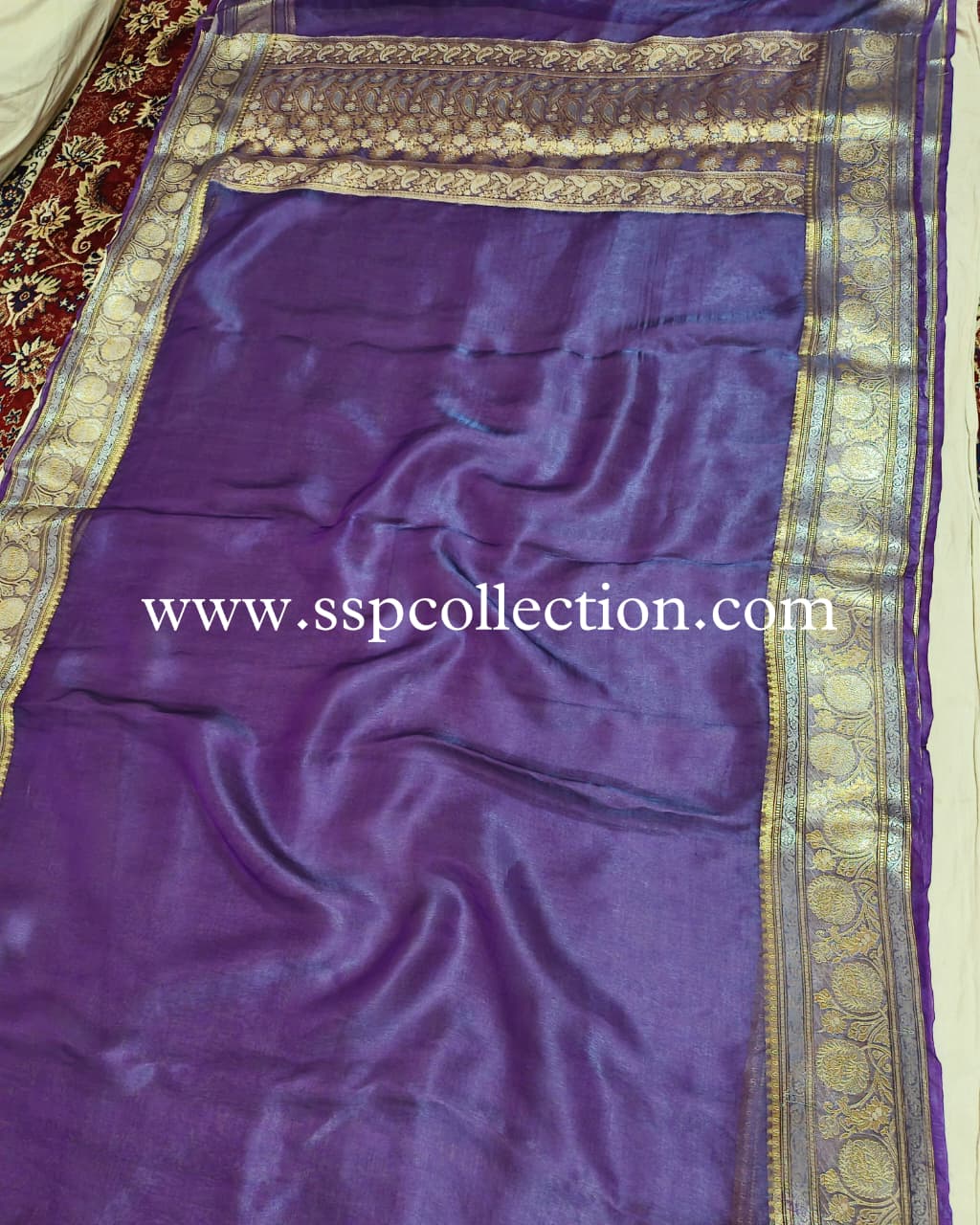Purple Pure Tissue Silk Banarasi Saree