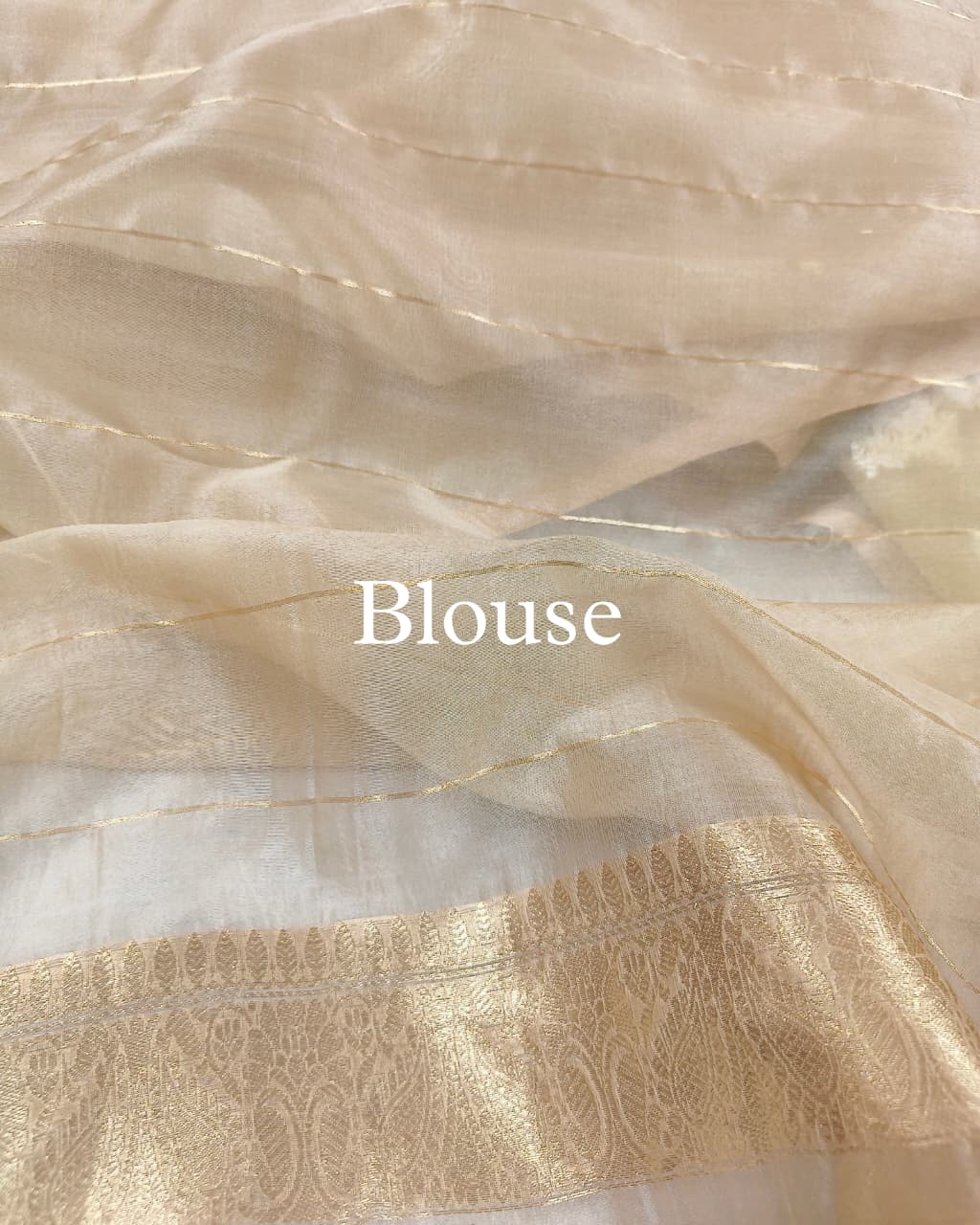 Beige-Gold Pure Kora Silk Rangkaat Banarasi Saree