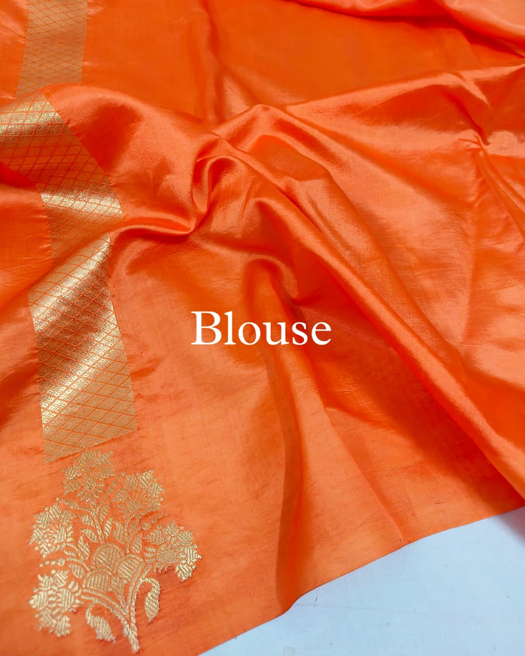 Orange Pure Mango Silk Banarasi Saree