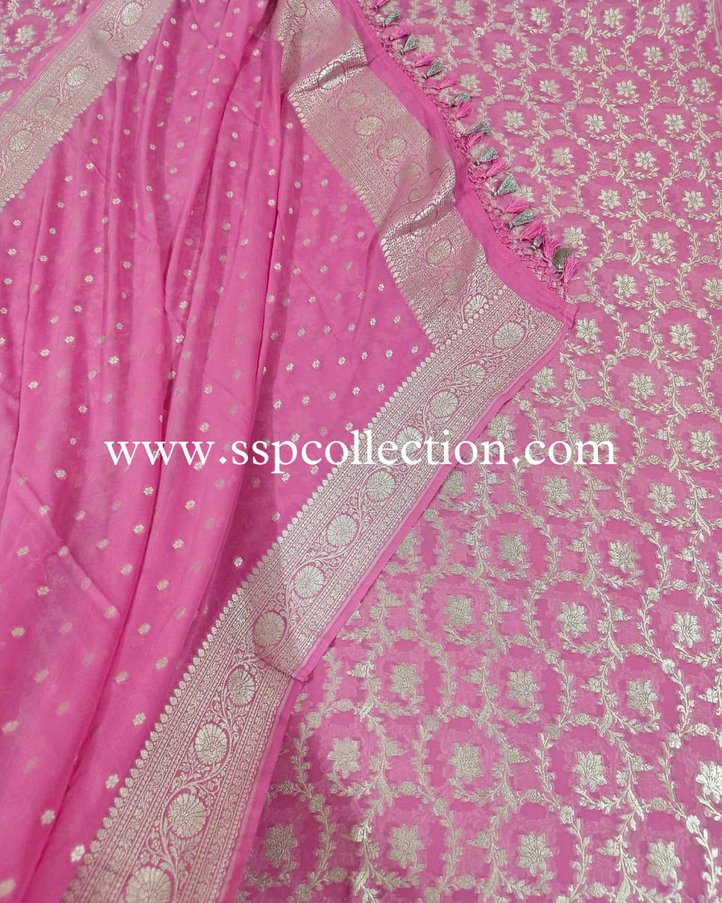Baby-Pink Pure Georgette Banarasi Suit
