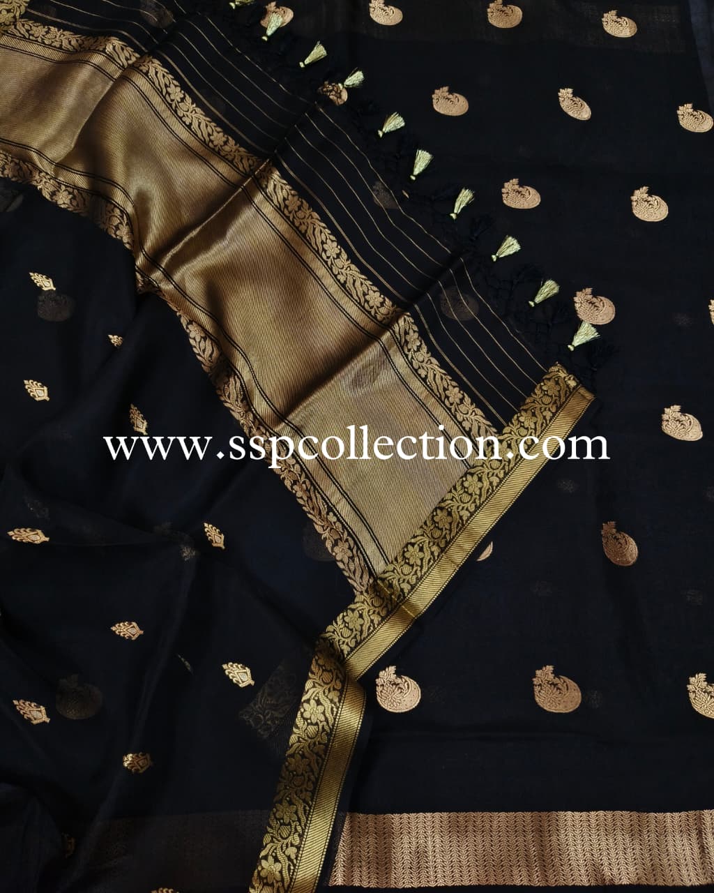 Black Pure Kora Silk Banarasi Suit
