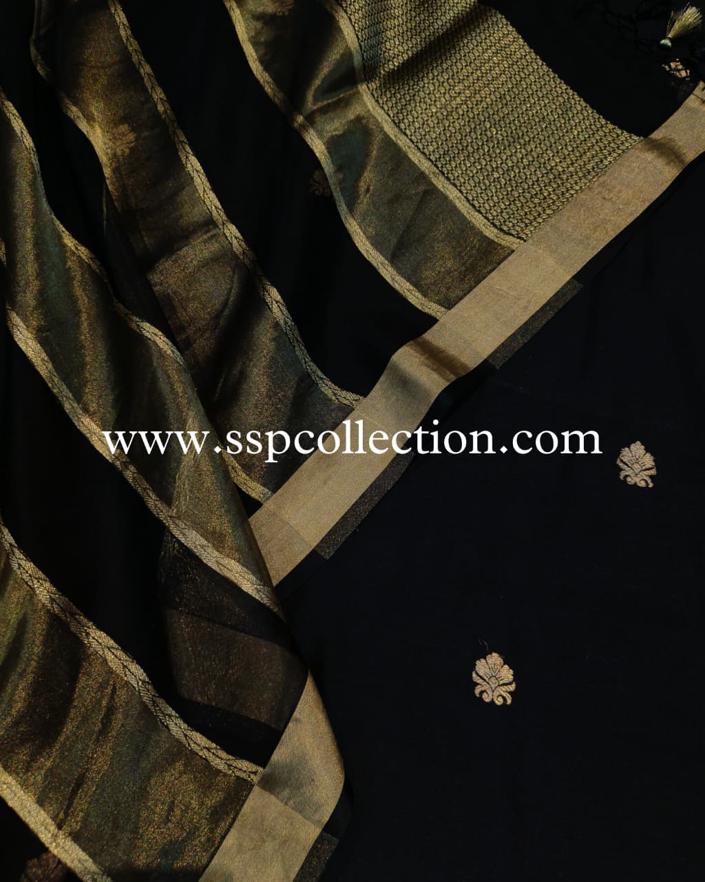 Black Pure Handwoven Banarasi Suit
