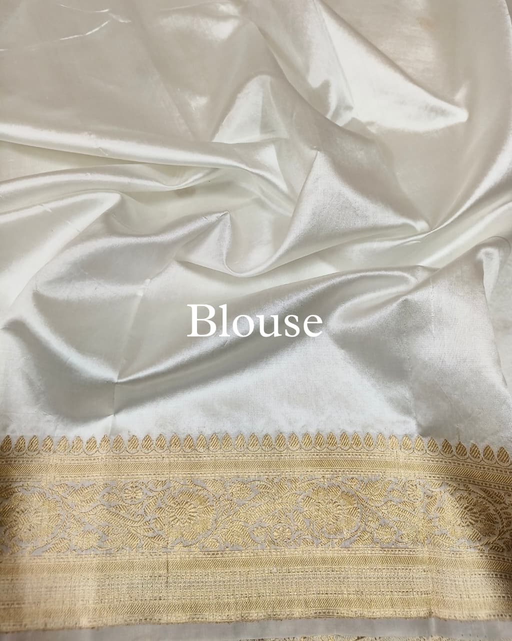 White Pure Mango Silk Banarasi Saree