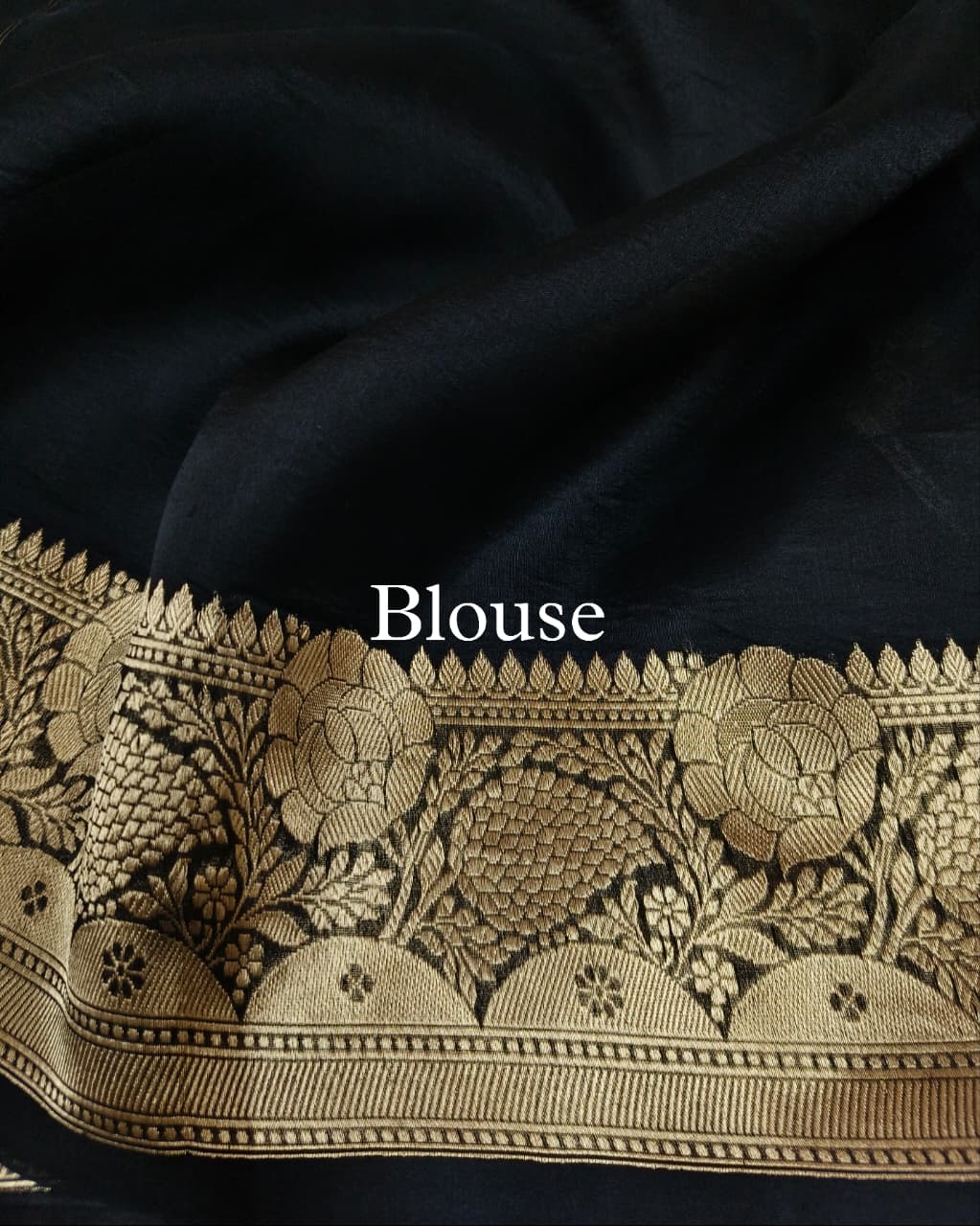 Black Pure Kora Silk Banarasi Saree
