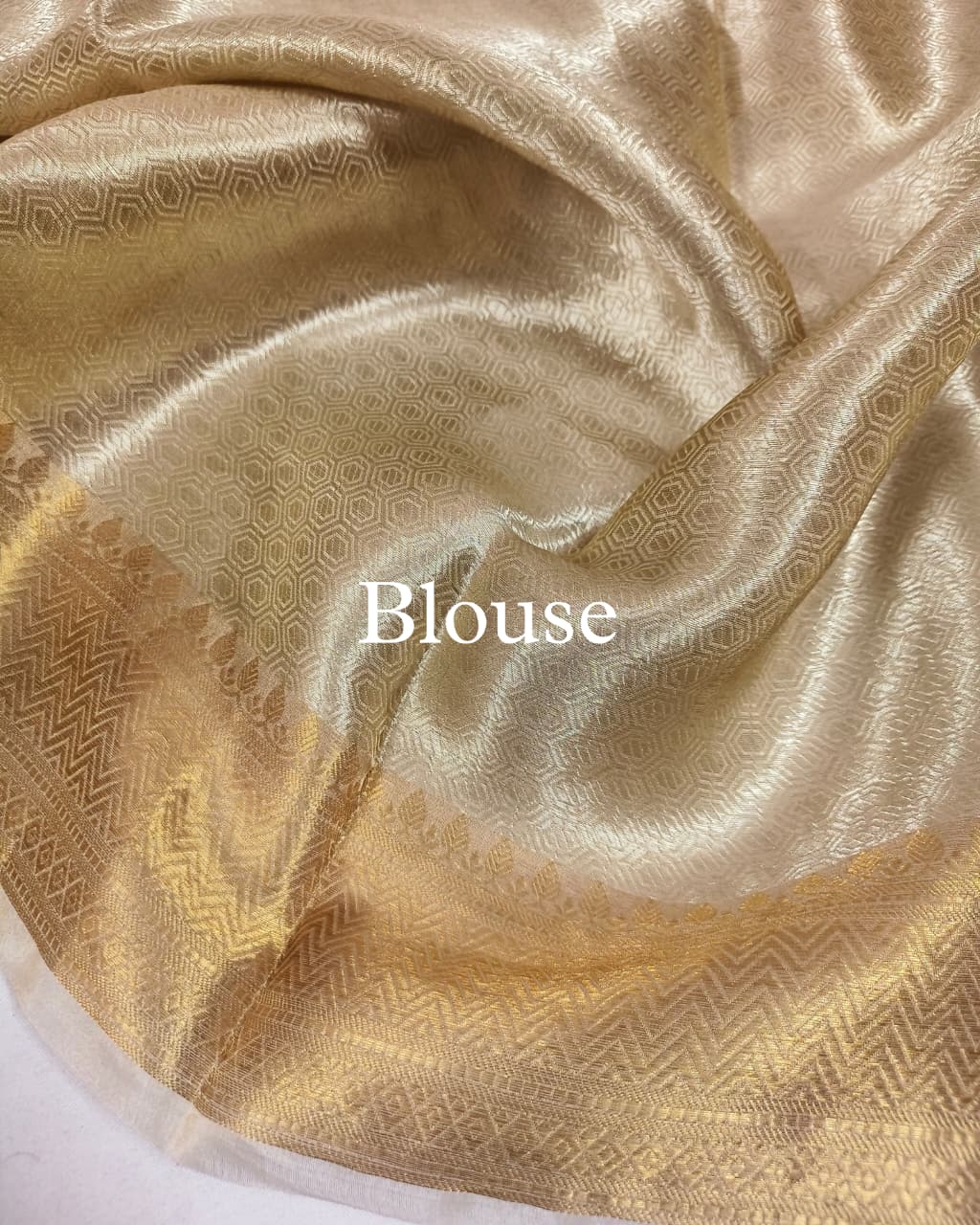 Natural-Gold Pure Molten Tissue Silk Brocade Banarasi Saree