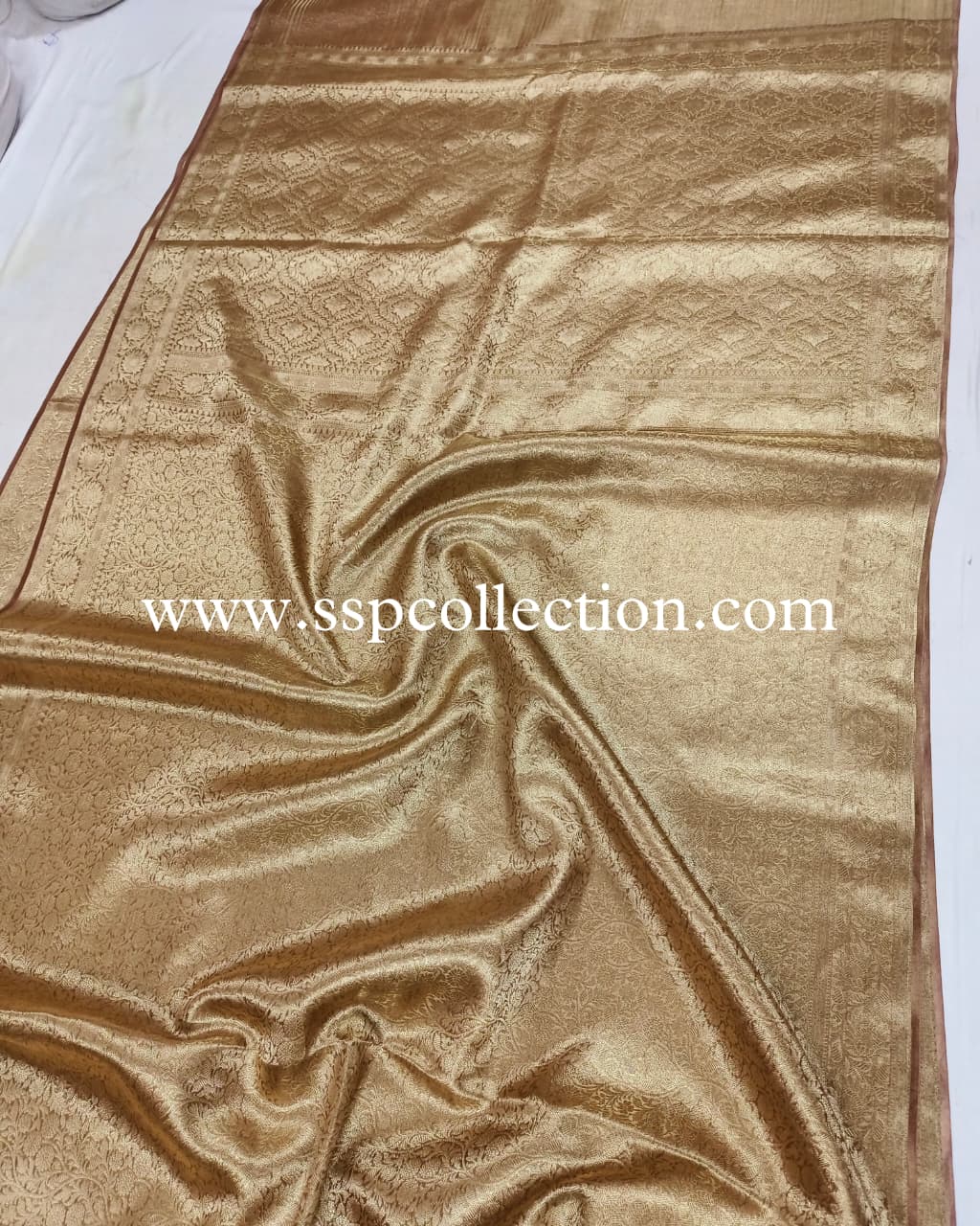 Dusty-Rose Pure Molten Tissue Silk Brocade Banarasi Saree