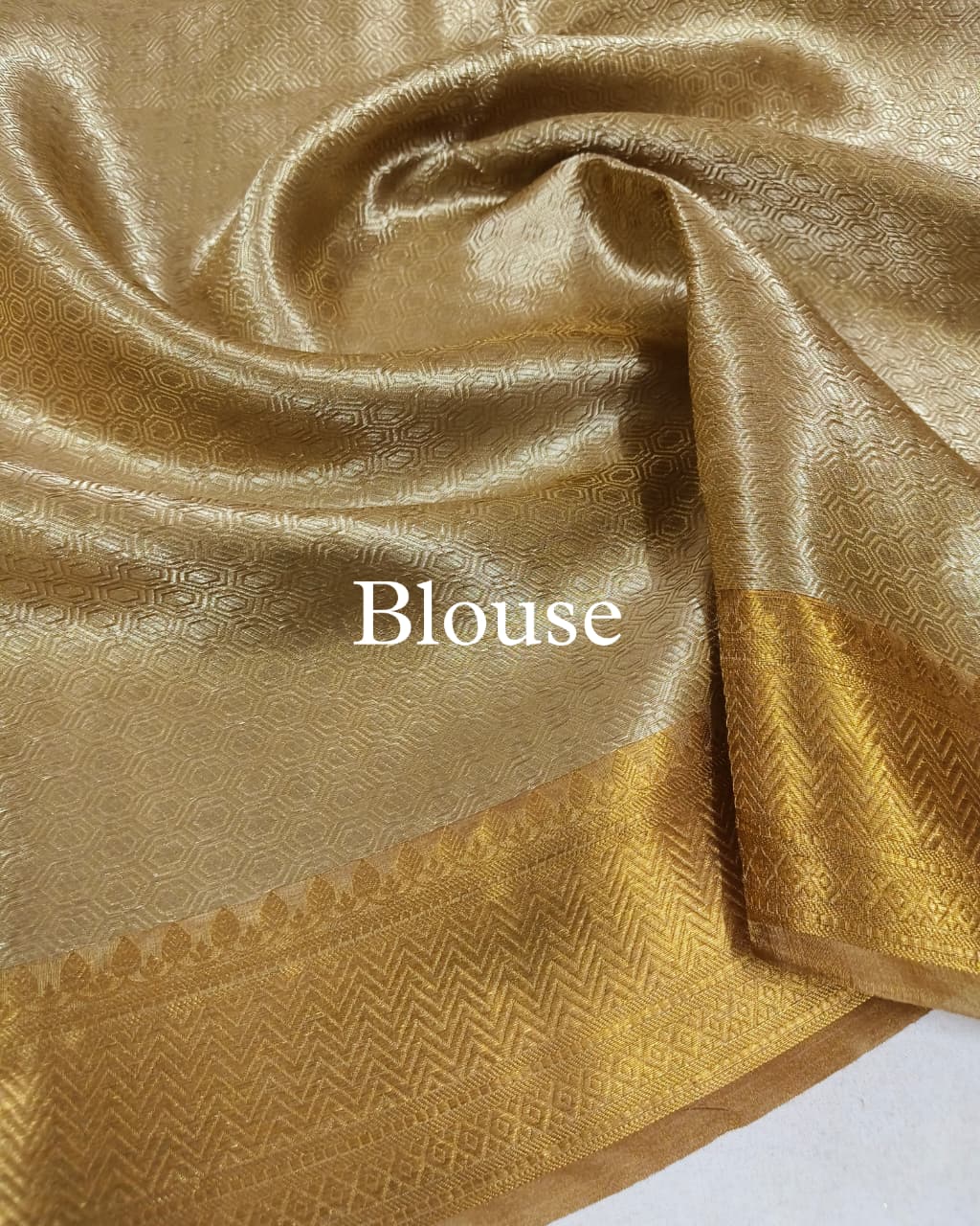 Beige-Gold Pure Molten Tissue Silk Brocade Banarasi Saree