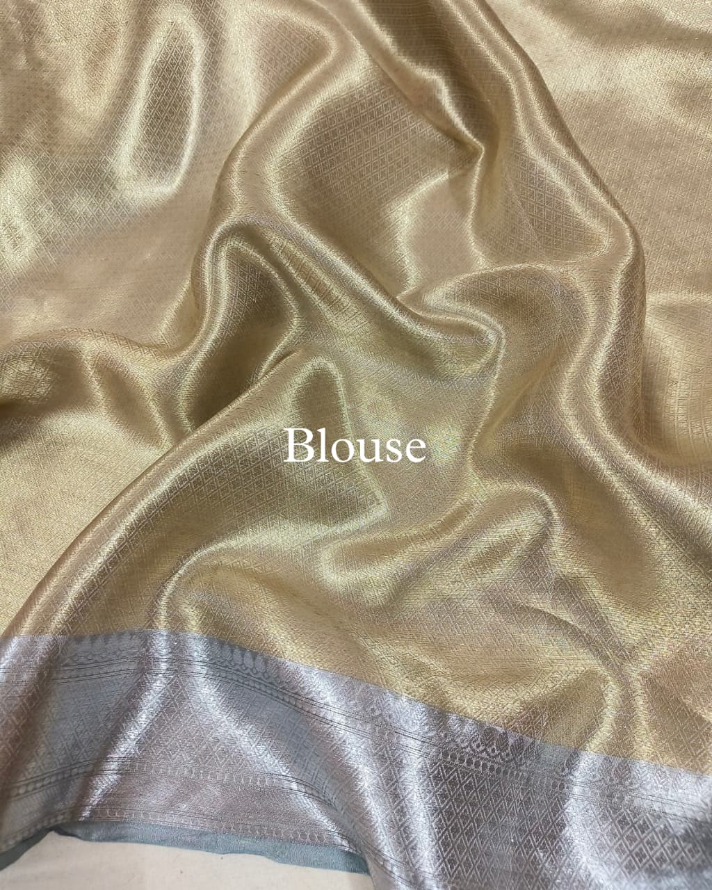 Cadet-Grey Pure Molten Tissue Silk Brocade Banarasi Saree