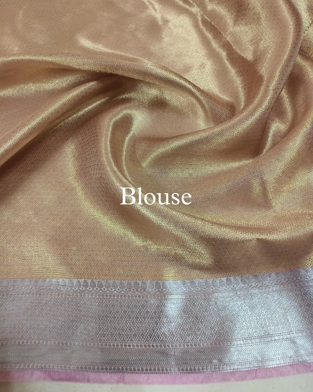 Rose-Pink Pure Molten Tissue Silk Brocade Banarasi Saree