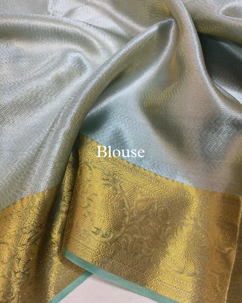 Turquoise Pure Molten Tissue Silk Brocade Banarasi Saree