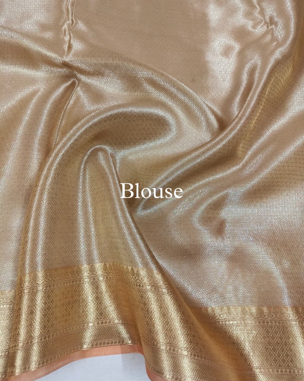 Peach Pure Molten Tissue Silk Brocade Banarasi Saree