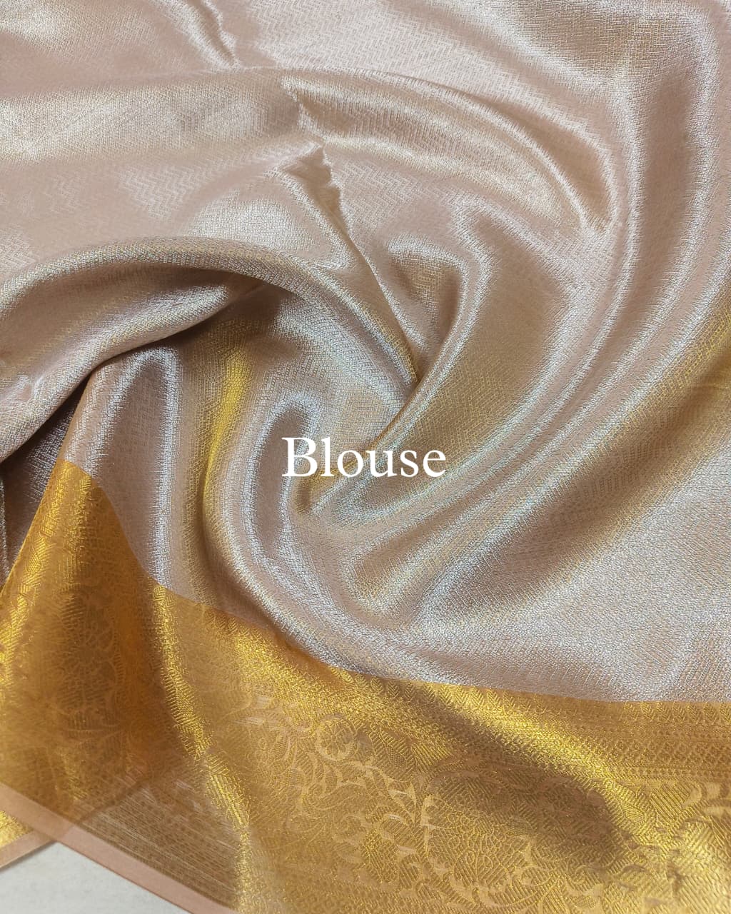 Peach Pure Molten Tissue Silk Brocade Banarasi Saree