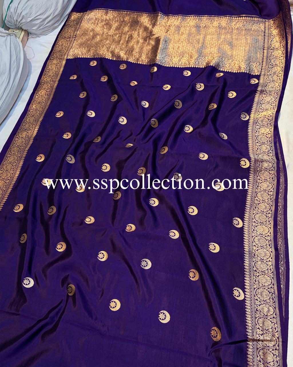 Purple Pure Mango Silk Chand-Tara Banarasi Saree