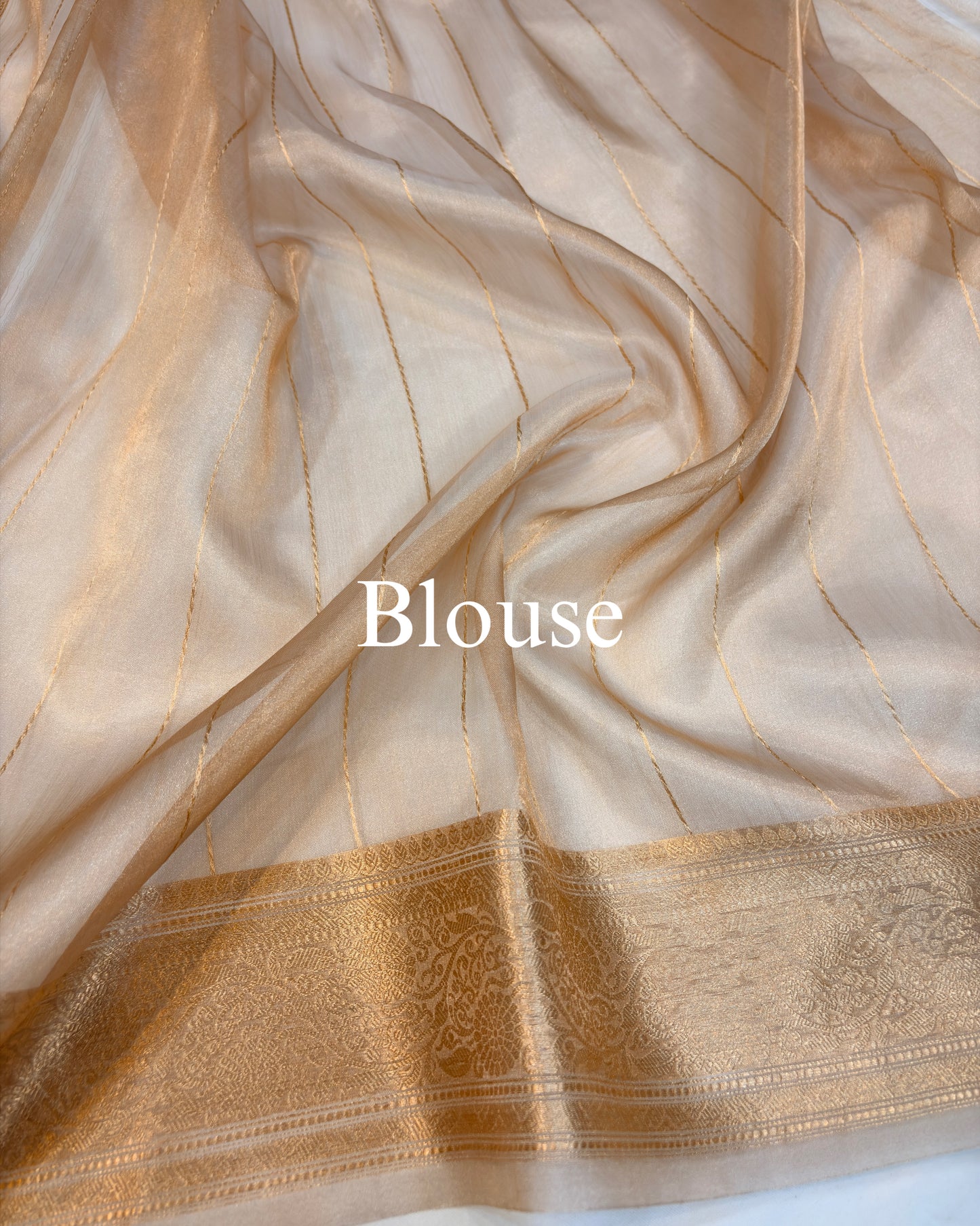 Champagne-Gold Pure Tissue Silk Banarasi Saree