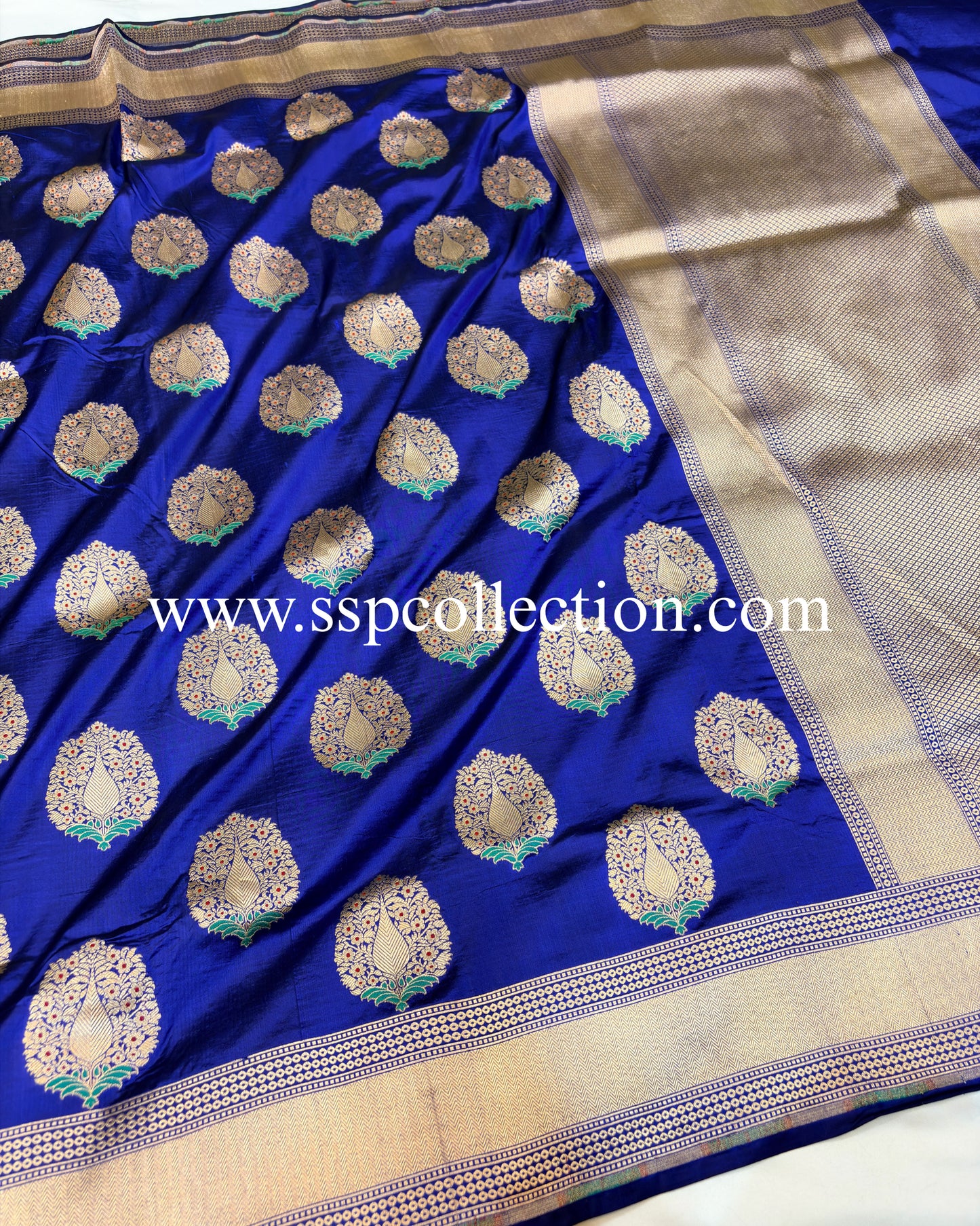 Blue Pure Katan Silk Tilfi Banarasi Saree