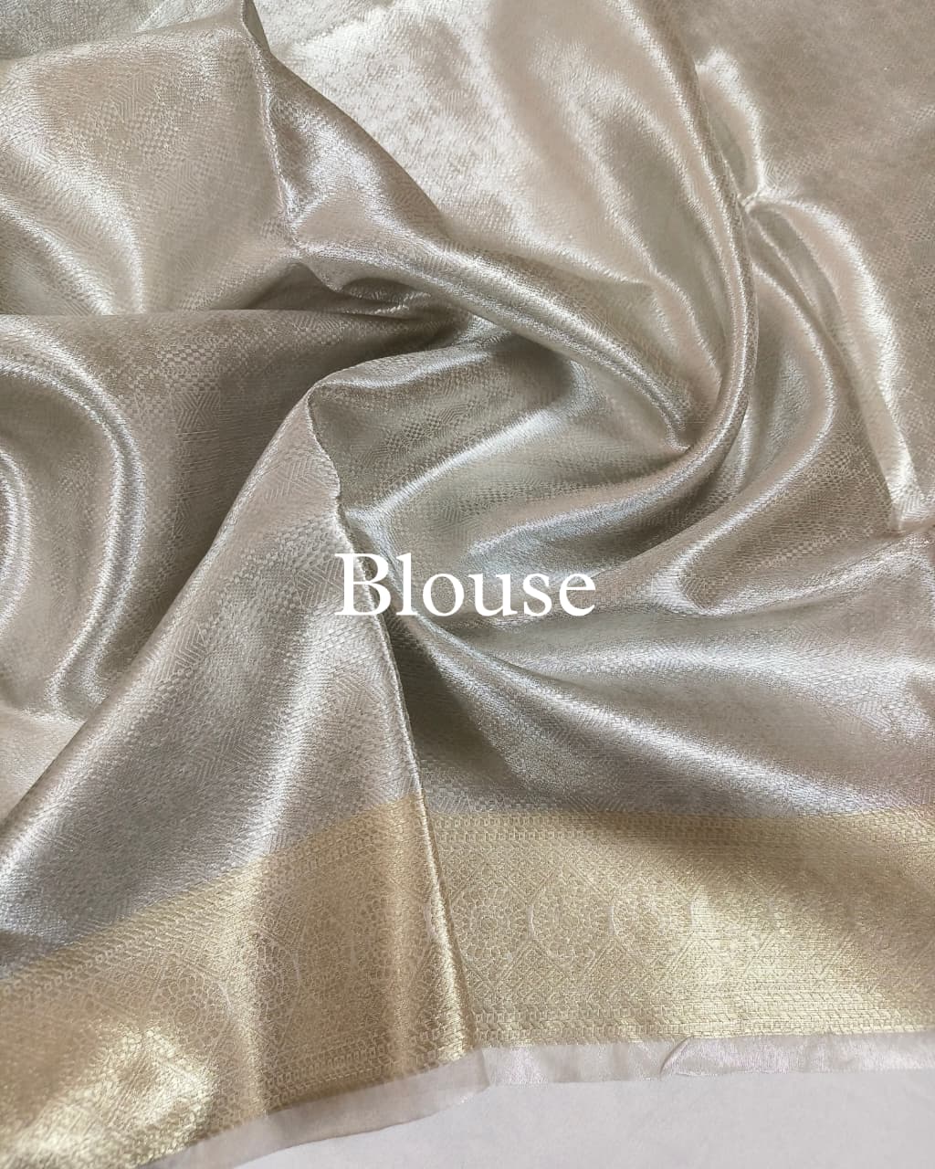 Silver-Gold Pure Molten Tissue Silk Brocade Banarasi Saree