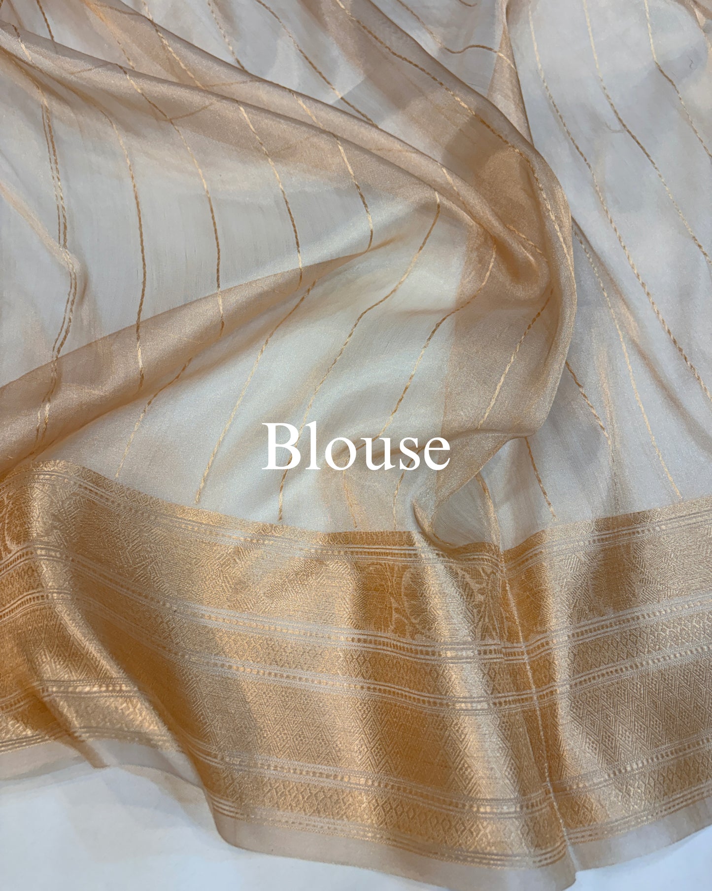 Champagne-Gold Pure Tissue Silk Banarasi Saree