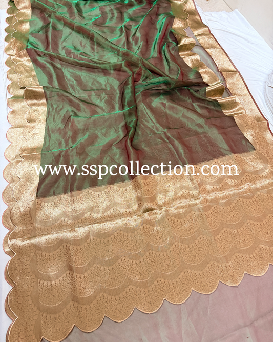 Dhoop-Chaao Pure Tissue Silk Scallop Banarasi Saree