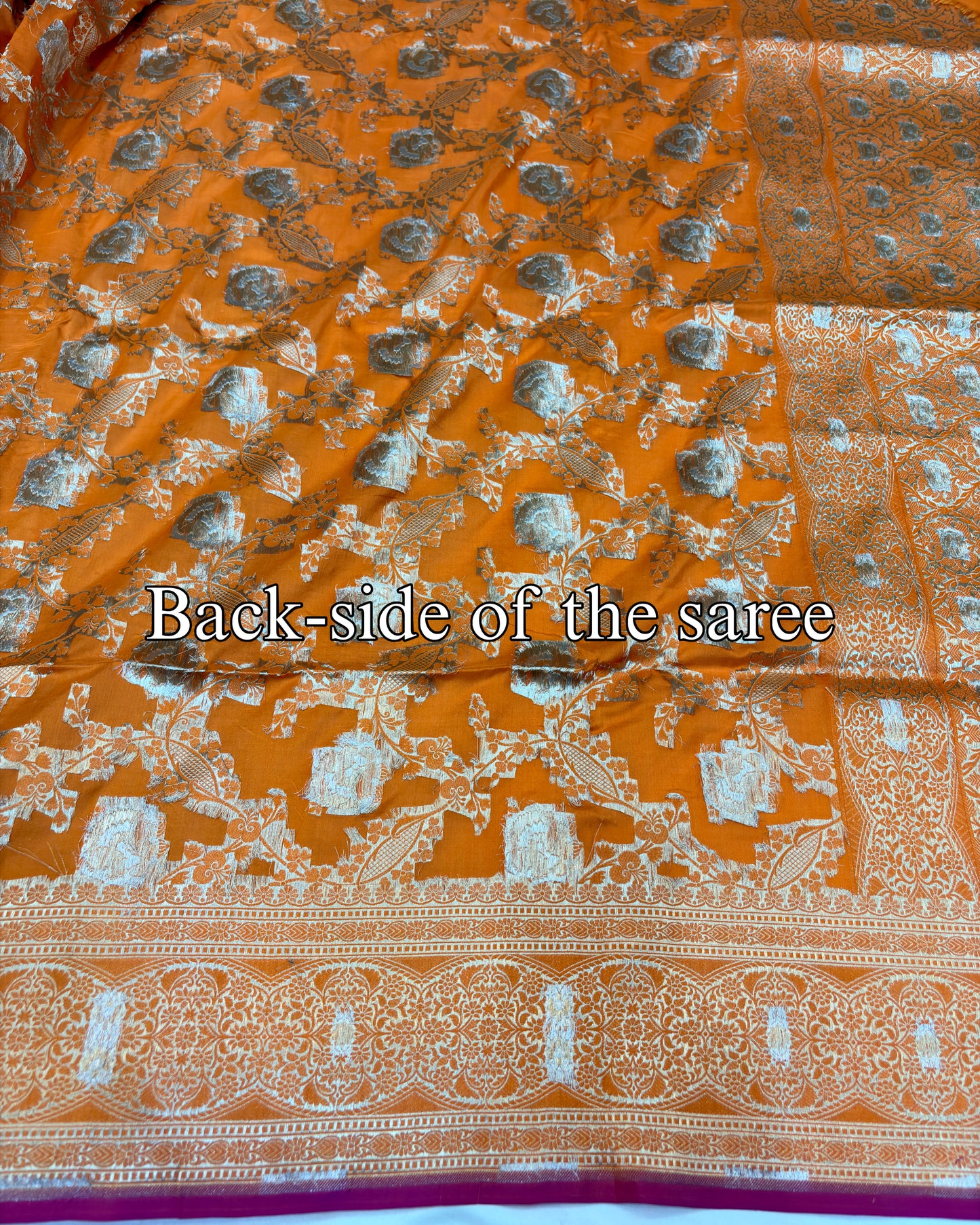 Orange Pure Katan Silk Alfi Banarasi Saree
