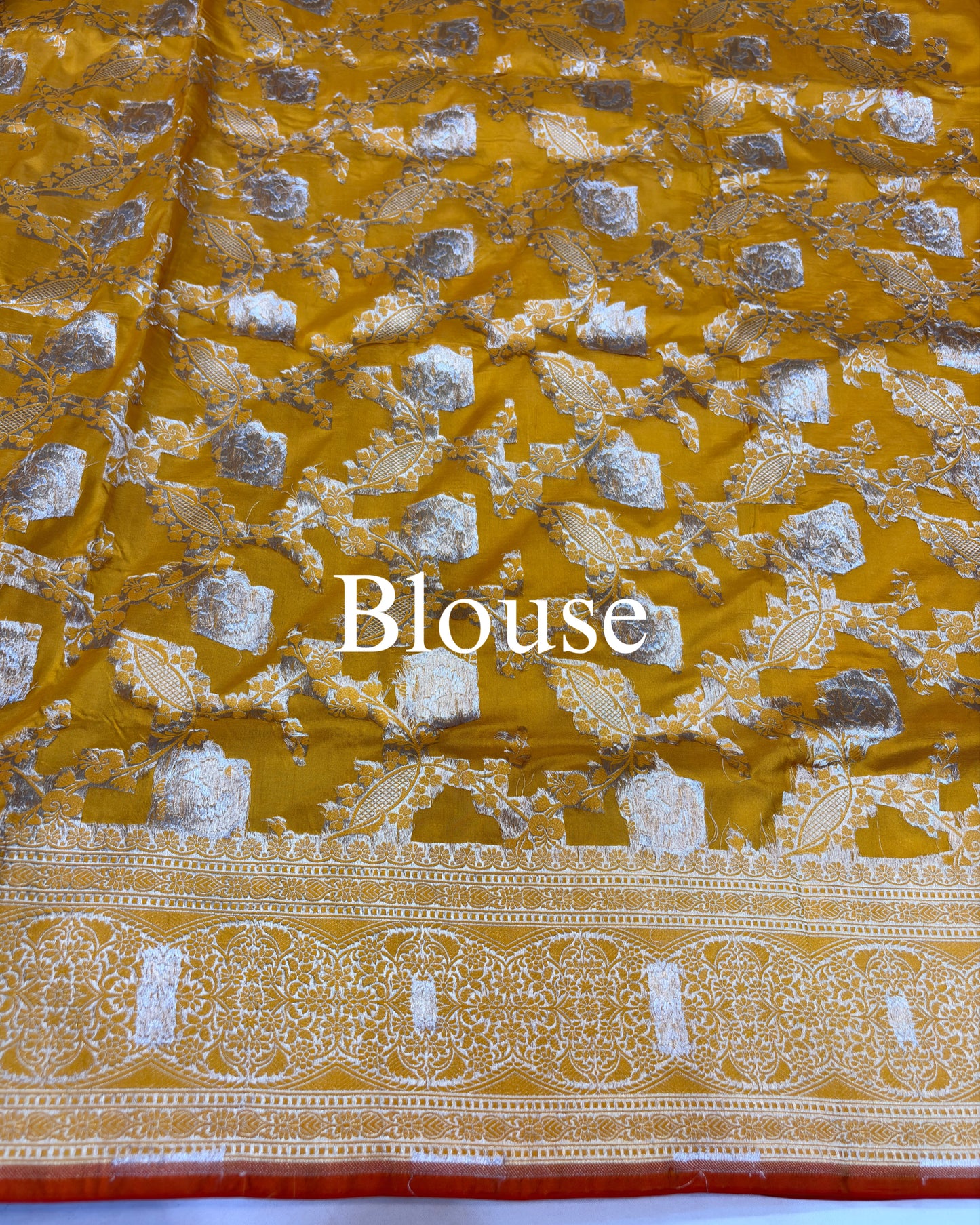 Mustard-Yellow Pure Katan Silk Alfi Banarasi Saree
