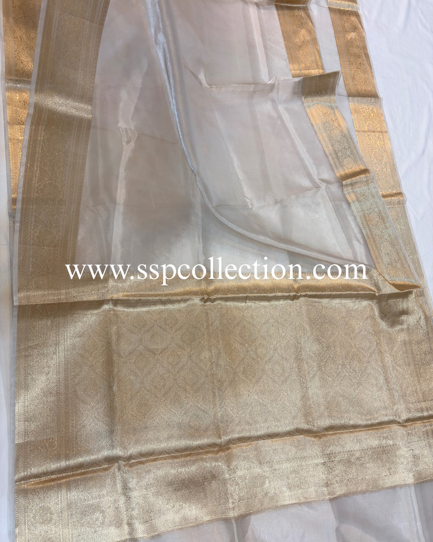 Silver Pure Tissue Silk Banarasi Saree