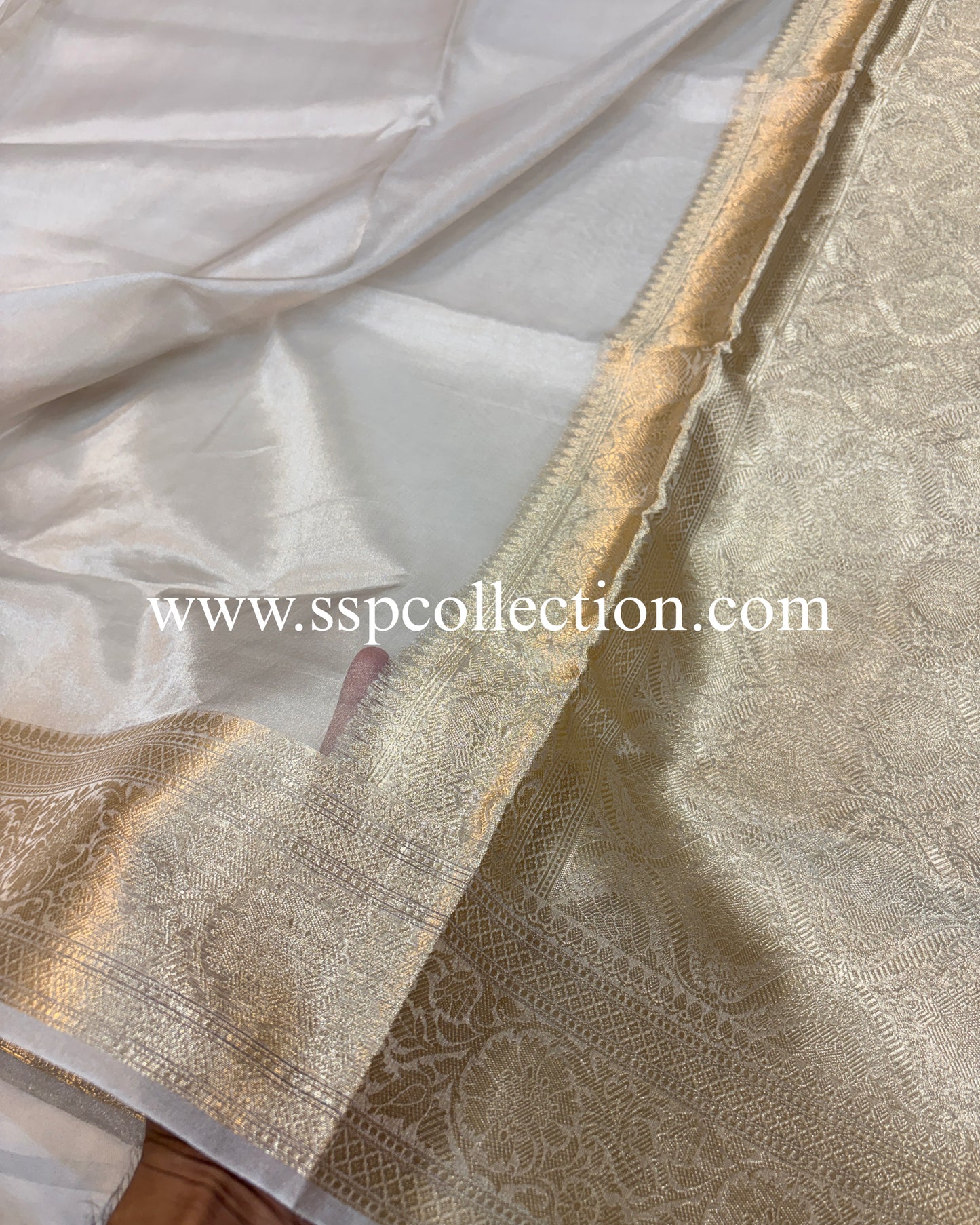 Silver Pure Tissue Silk Banarasi Saree